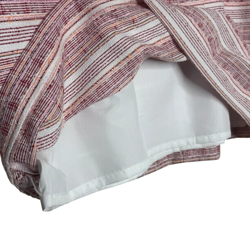 LOFT Women’s‎ Tweed Mini Skirt Sz16 Multicolor Pink & Orange Stripes W/ Pockets